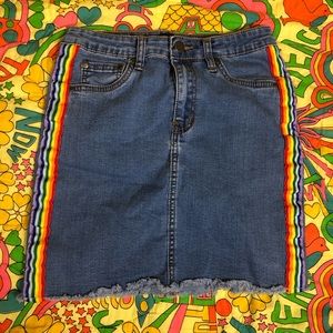Rainbow stripe Forever 21 denim skirt size Small